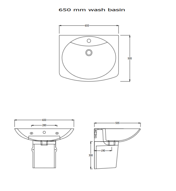 SRAYA-201- WASH BASIN HALF PADESTAL - Image 2